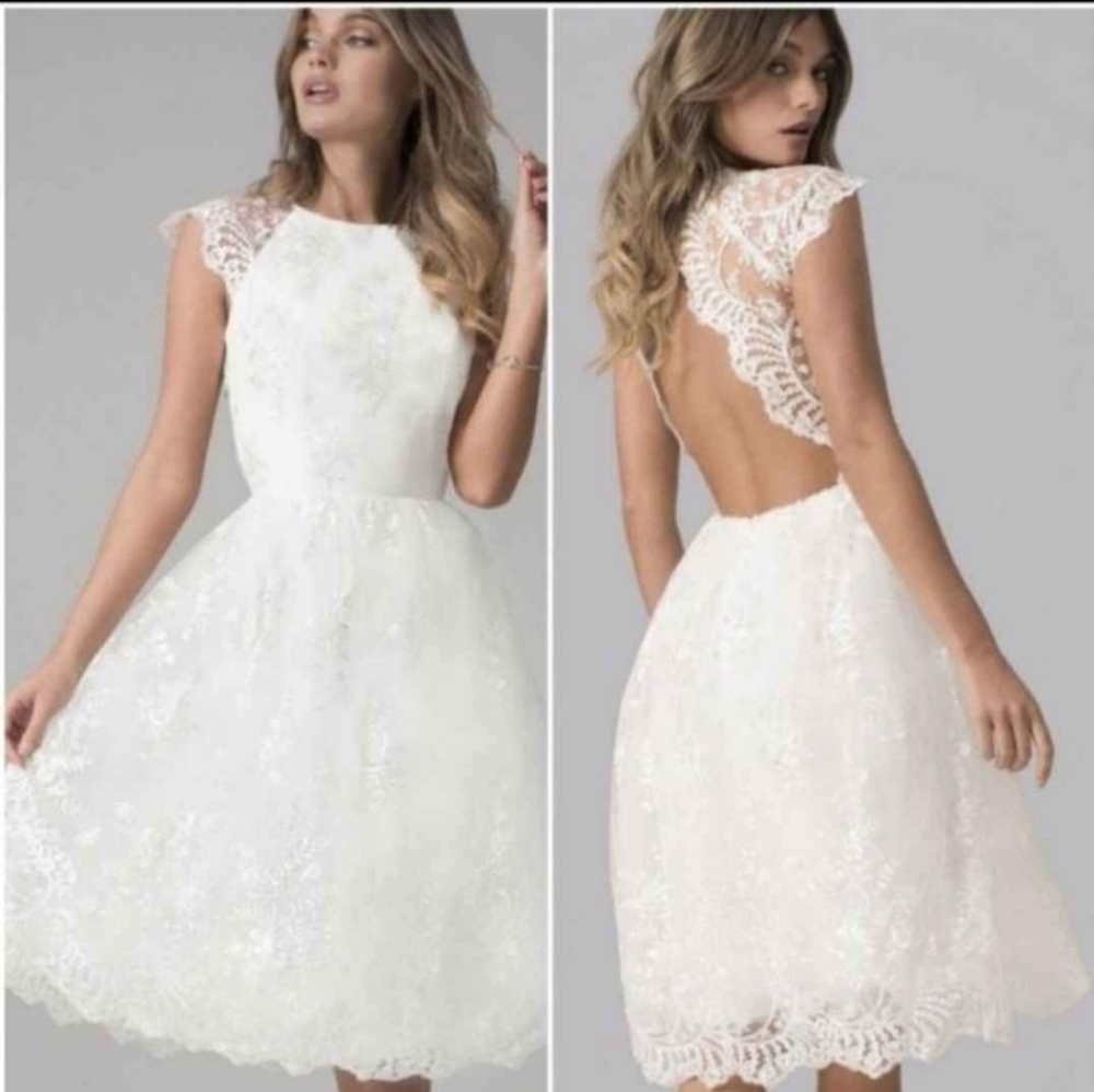 Elegant Chi Chi London White Lace Edna Short Wedding Dress